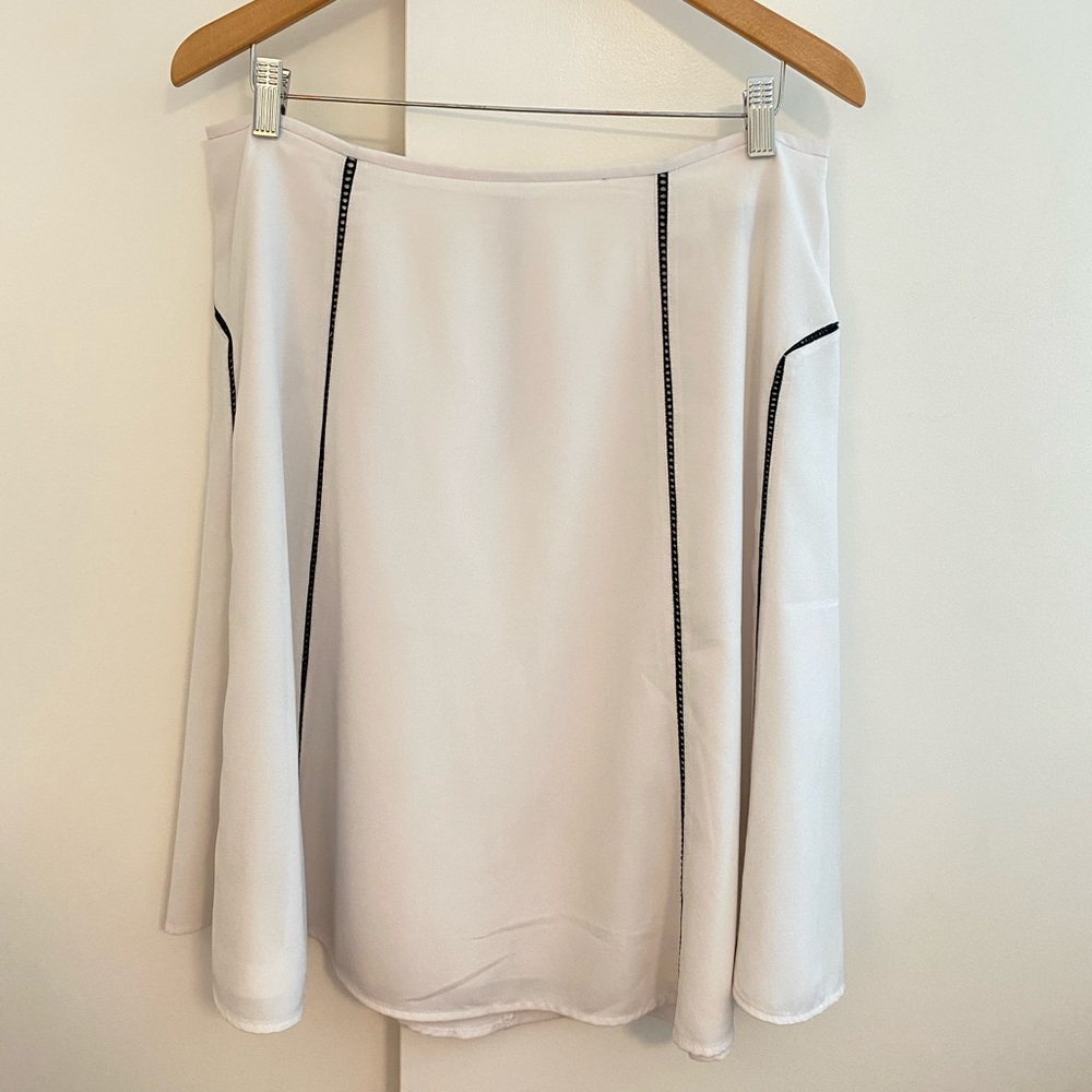 Nordstrom White A-line Skirt with Black Cutout Accents